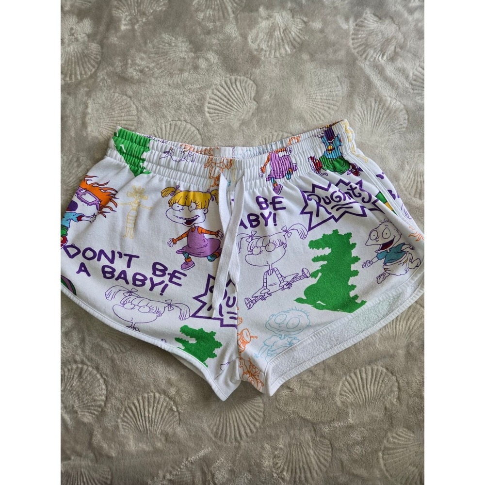 Nickelodeon Rugrats AOP Lounge Shorts White Women Large Angelica Tommy